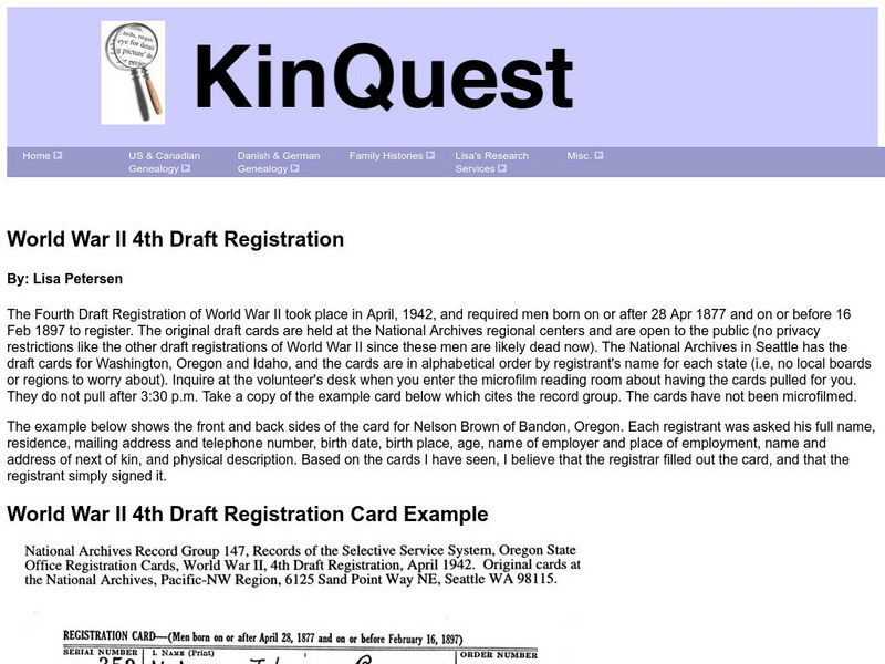 Kin Quest: World War Ii 4th Draft Registration Graphic Kin Quest: World War Ii 4th Draft Registration Graphic