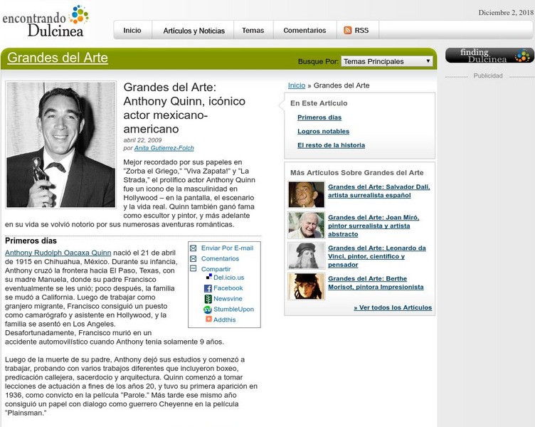 Dulcinea Media Inc.: Grandes Del Arte: Anthony Quinn Handout Dulcinea Media Inc.: Grandes Del Arte: Anthony Quinn Handout