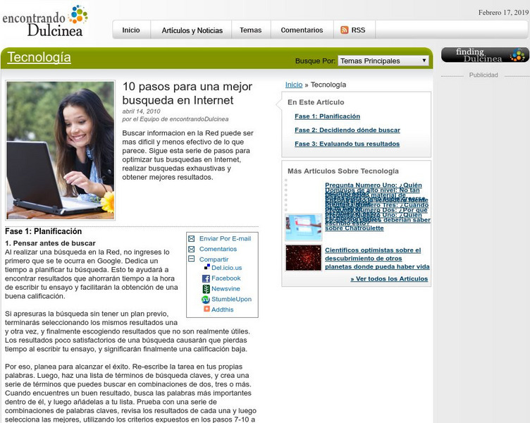 Dulcinea Media Inc.: 10 Pasos Para Una Mejor Busqueda en Internet Article Dulcinea Media Inc.: 10 Pasos Para Una Mejor Busqueda en Internet Article