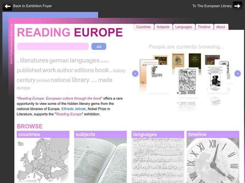 European Library: Reading Europe: European Culture Through the Book Activity European Library: Reading Europe: European Culture Through the Book Activity