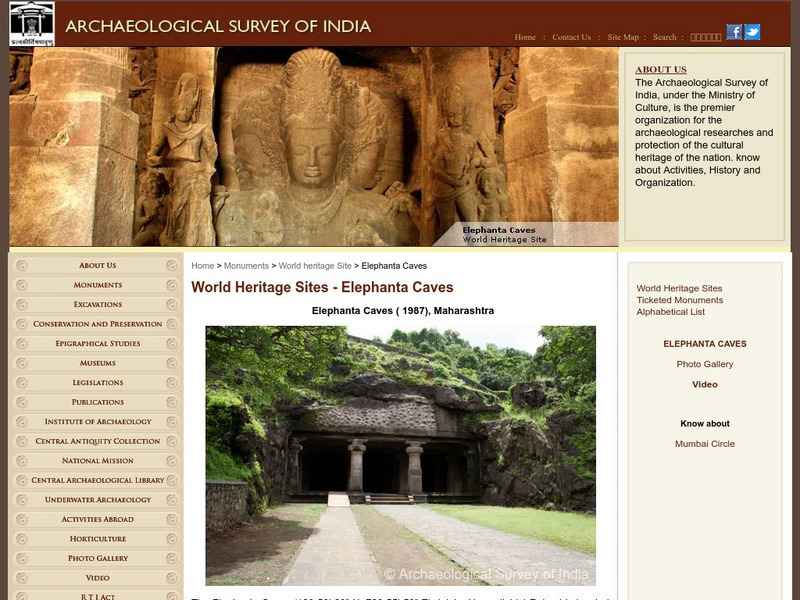 Archaeological Survey of India: World Heritage Sites: Elephanta Caves Website Archaeological Survey of India: World Heritage Sites: Elephanta Caves Website