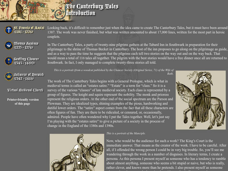 University of St. Thomas: Virtual Medieval Church: Chaucer: Canterbury Tales Website University of St. Thomas: Virtual Medieval Church: Chaucer: Canterbury Tales Website