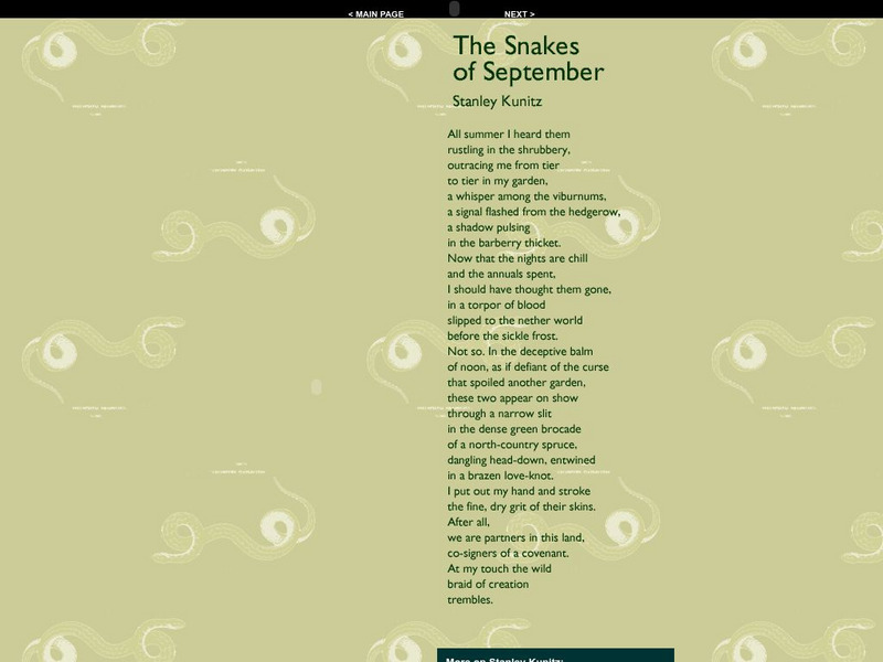 American Museum of Natural History: Imagine Nature: Kunitz: Snakes of September Website American Museum of Natural History: Imagine Nature: Kunitz: Snakes of September Website