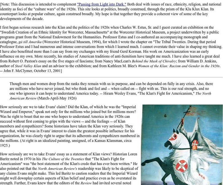 For Many, One: The Kkk in the 1920s Activity For Many, One: The Kkk in the 1920s Activity