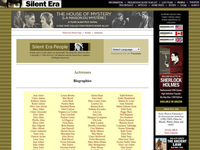 Silent Era : People : Actresses Graphic Silent Era : People : Actresses Graphic