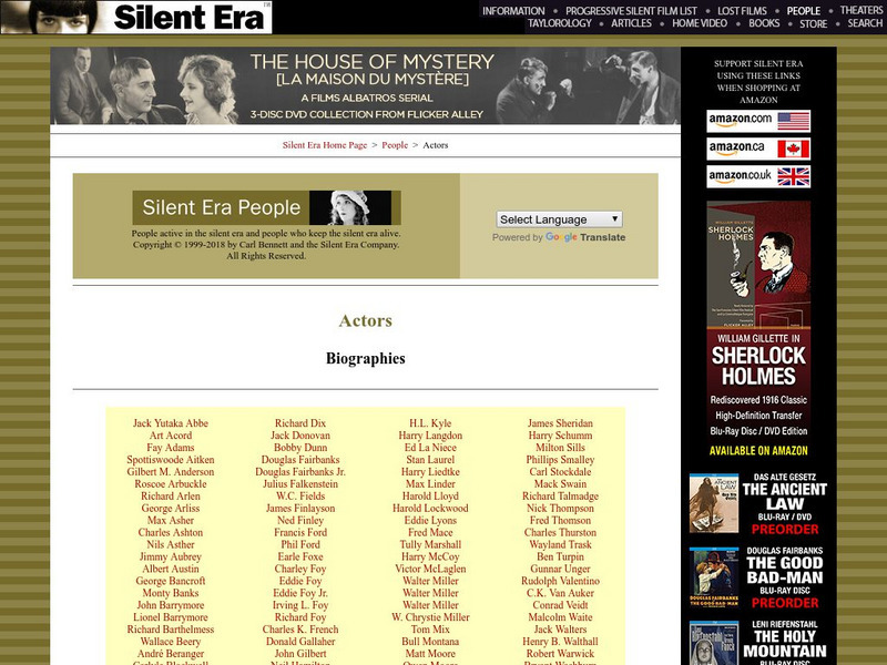 Silent Era: Actors Graphic Silent Era: Actors Graphic