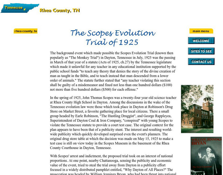 Rhea County: Scopes Evolution Trial Information Activity Rhea County: Scopes Evolution Trial Information Activity