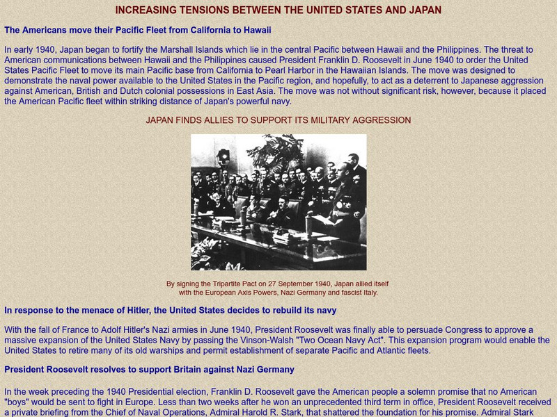 Pacific War: Increasing Tensions Between the United States and Japan Website Pacific War: Increasing Tensions Between the United States and Japan Website