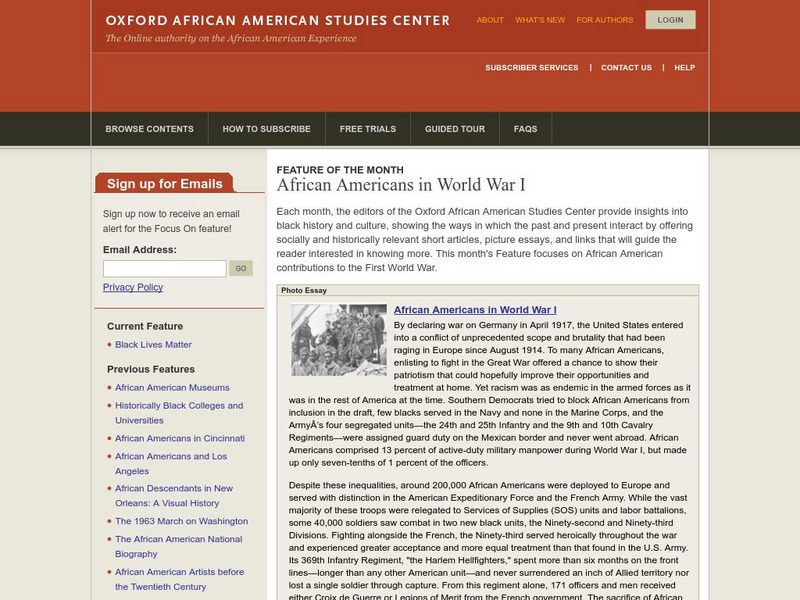 Oxford Aasc: Focus on African Americans in World War I Graphic Oxford Aasc: Focus on African Americans in World War I Graphic