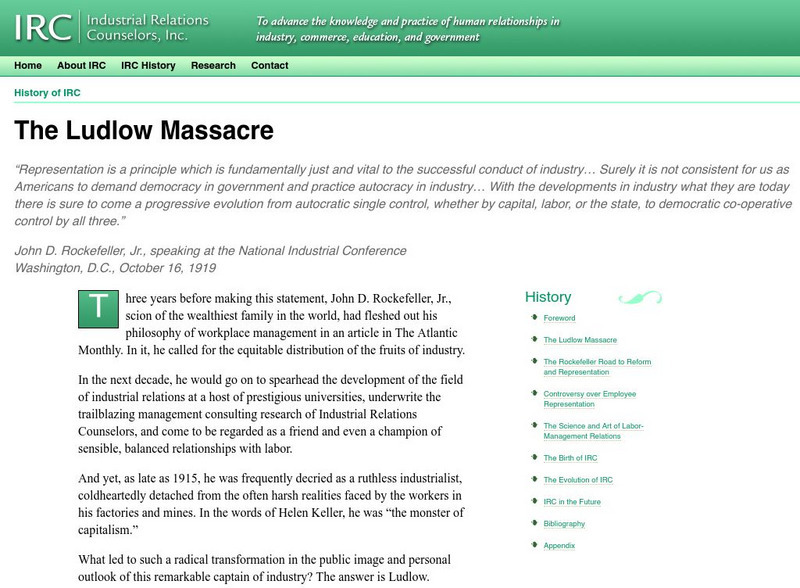 Irc History: The Ludlow Massacre Website Irc History: The Ludlow Massacre Website