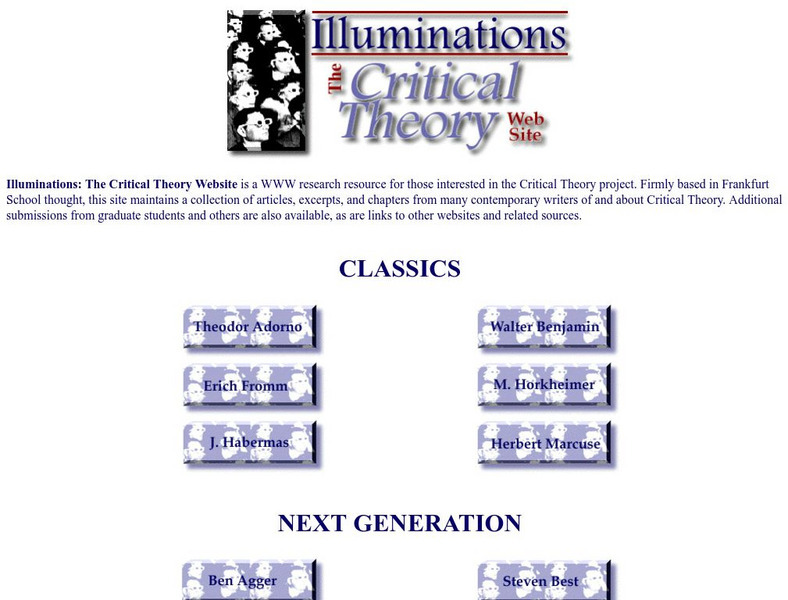 University of Texas at Arlington: Illuminations: The Critical Theory Website Website