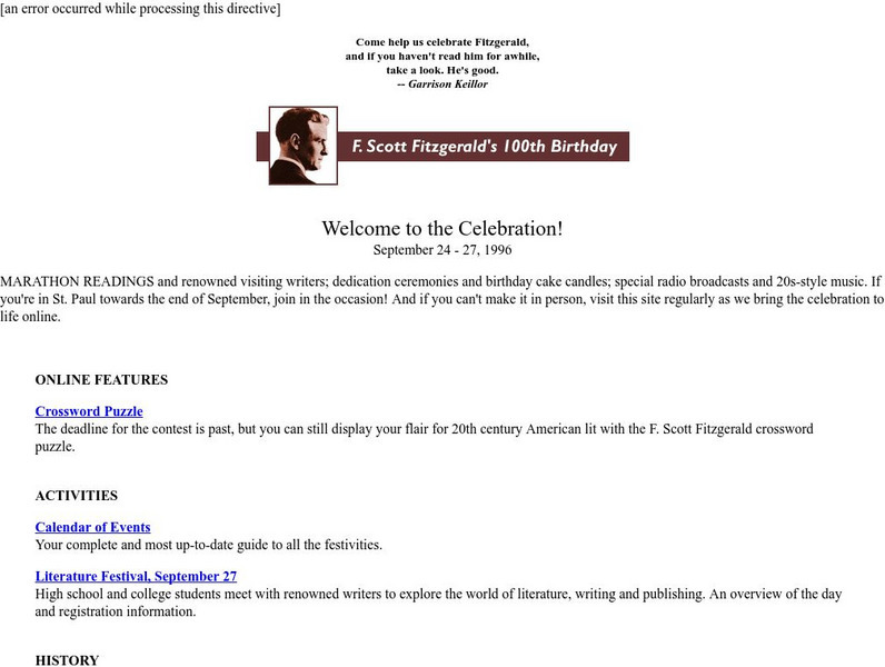 Mpr: F. Scott Fitzgerald's 100th Birthday Unit Plan