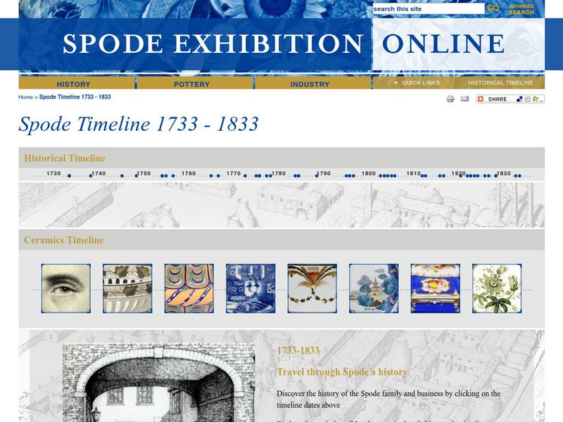 Spode Exhibition Online | Spode Timeline 1733 1833 Website