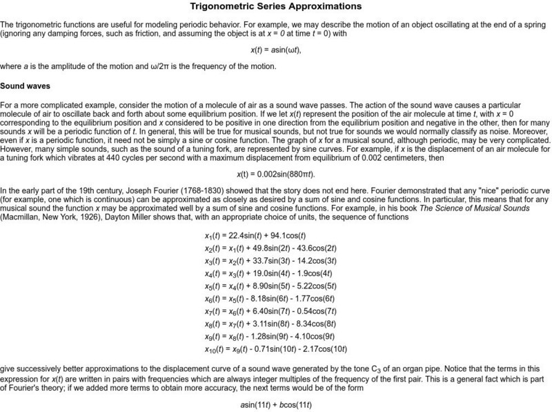 Dan Sloughter: Trigonometric Series Approximations Website Dan Sloughter: Trigonometric Series Approximations Website