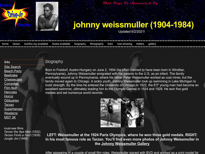 Brian's Drive in Theater: Johnny Weissmuller (1904 1984) Handout Brian's Drive in Theater: Johnny Weissmuller (1904 1984) Handout