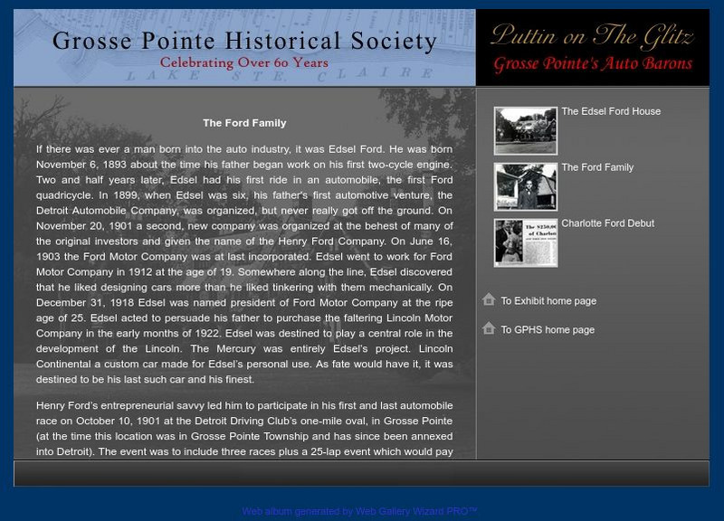 Grosse Pointe Historical Society: The Ford Family Handout Grosse Pointe Historical Society: The Ford Family Handout