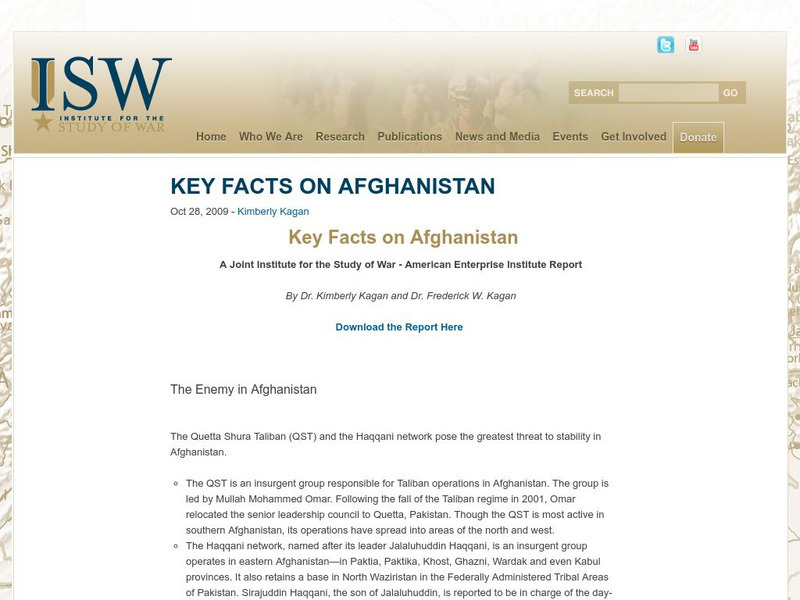 Isw: Key Facts on Afghanistan Website Isw: Key Facts on Afghanistan Website