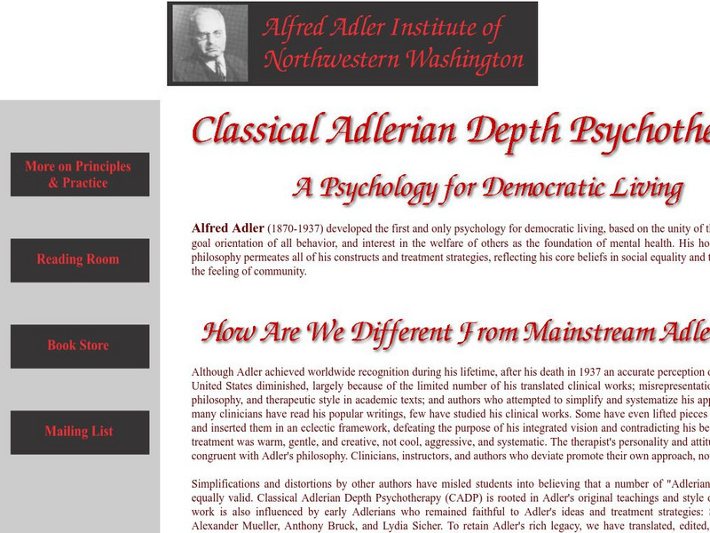 Classical Adlerian Psychology Home Page Alfred Adler I Website Classical Adlerian Psychology Home Page Alfred Adler I Website