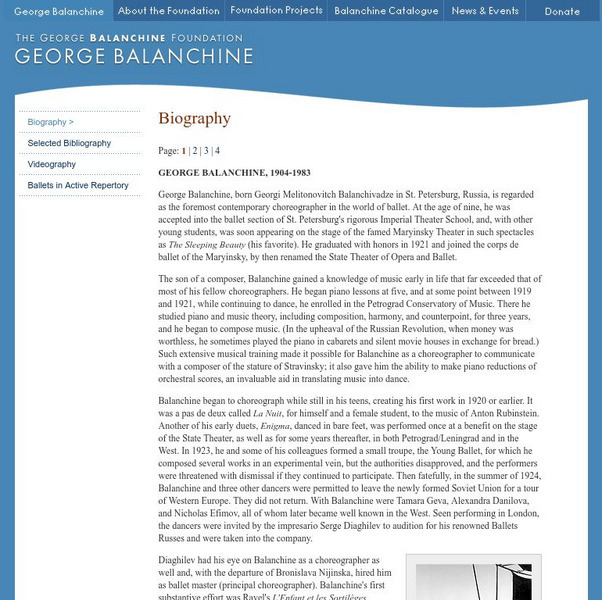 George Balanchine Foundation: George Balanchine Website George Balanchine Foundation: George Balanchine Website