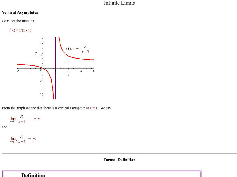 Infinite Limits Handout Infinite Limits Handout