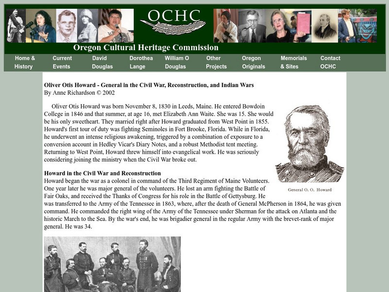 Ochc: Oliver Otis Howard Handout Ochc: Oliver Otis Howard Handout