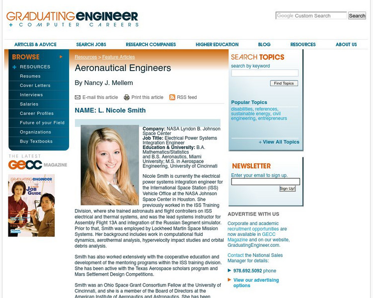 Graduating Engineer and Computer Careers Magazine: Aeronautical Engineering Article Graduating Engineer and Computer Careers Magazine: Aeronautical Engineering Article