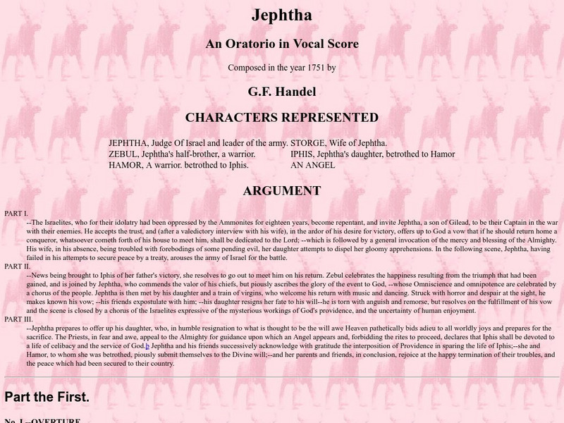 Jewish Christian Lit: Jephtha: An Oratorio in Vocal Score Primary Jewish Christian Lit: Jephtha: An Oratorio in Vocal Score Primary
