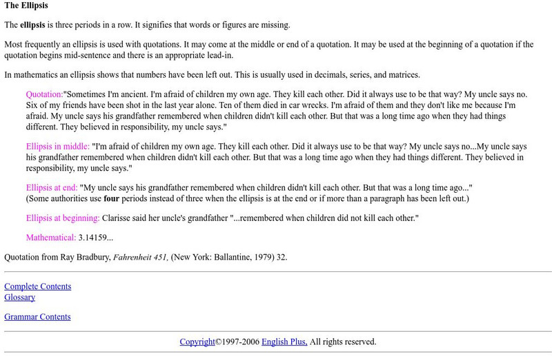 Grammar Slammer: The Ellipsis Handout Grammar Slammer: The Ellipsis Handout