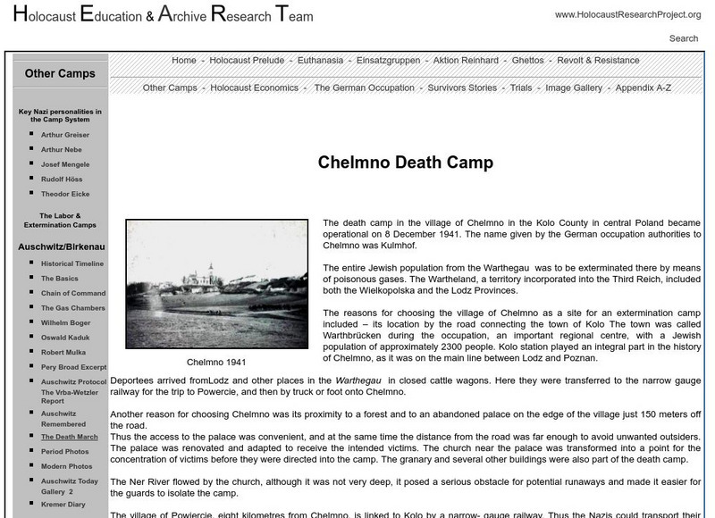 Holocaust Education & Archive Research Team: Chelmno Death Camp Handout Holocaust Education & Archive Research Team: Chelmno Death Camp Handout