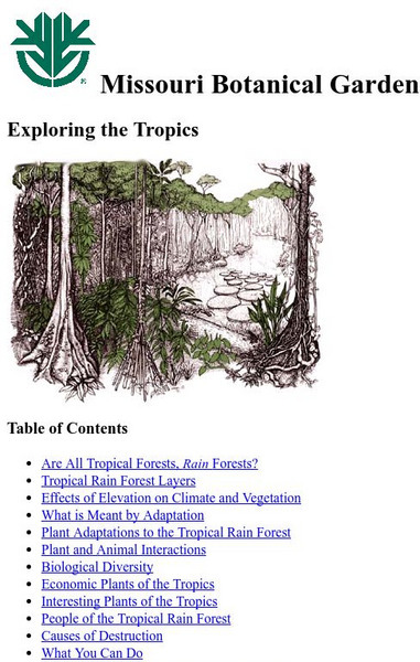 Missouri Botanical Garden: Education: Exploring the Tropics Handout Missouri Botanical Garden: Education: Exploring the Tropics Handout