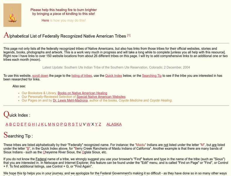 Healing Arts: Federally Recognized Native American Tribes Website Healing Arts: Federally Recognized Native American Tribes Website