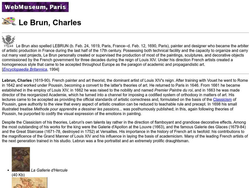 Ibiblio: Web Museum: Charles Le Brun Activity Ibiblio: Web Museum: Charles Le Brun Activity