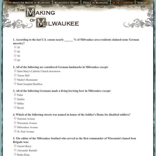 Milwaukee Public Television: The Making of Milwaukee: Ethnic Trivia Quiz Unknown Type Milwaukee Public Television: The Making of Milwaukee: Ethnic Trivia Quiz Unknown Type