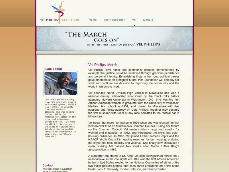 The Vel Phillips Foundation: Vel Phillips' March Handout The Vel Phillips Foundation: Vel Phillips' March Handout