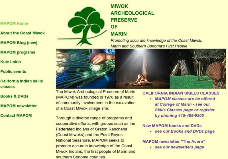 Miwok Archeological Preserve of Marin Website Miwok Archeological Preserve of Marin Website