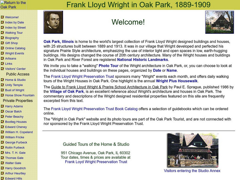 Oak Park Tourist: Frank Lloyd Wright in Oak Park, 1889 1909 Website Oak Park Tourist: Frank Lloyd Wright in Oak Park, 1889 1909 Website