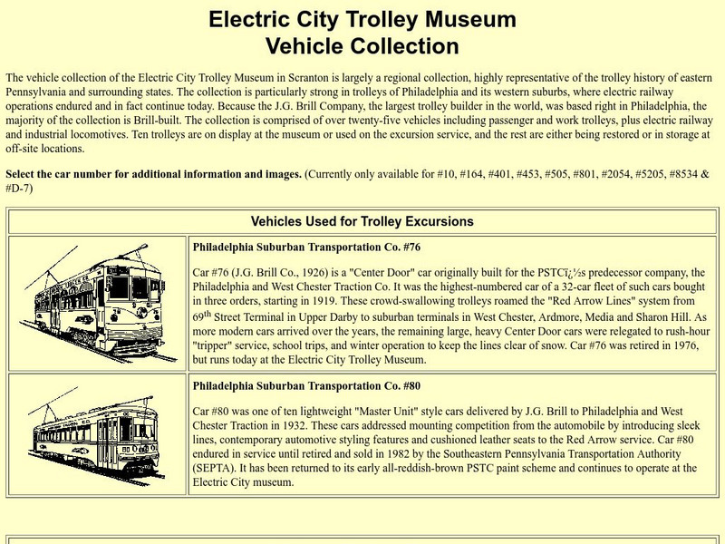 Electric City Trolley Museum Association: Vehicle Collection Handout