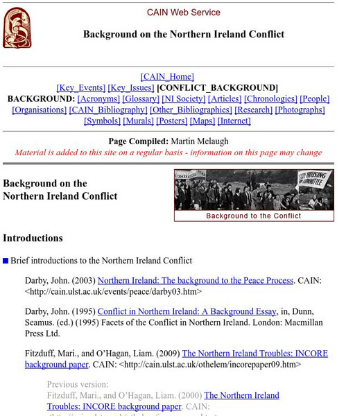 Cain: Background on the Northern Ireland Conflict Website Cain: Background on the Northern Ireland Conflict Website