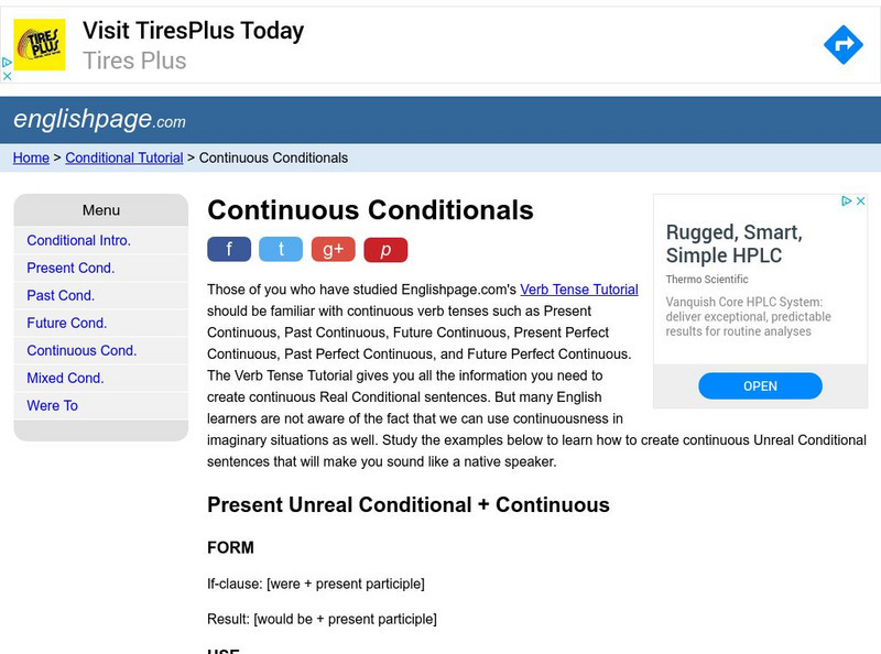 Englishpage.com: Continuous Conditionals Handout Englishpage.com: Continuous Conditionals Handout