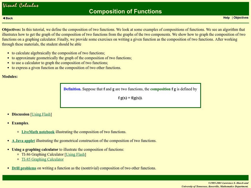 Math Archives: Composition of Functions Activity