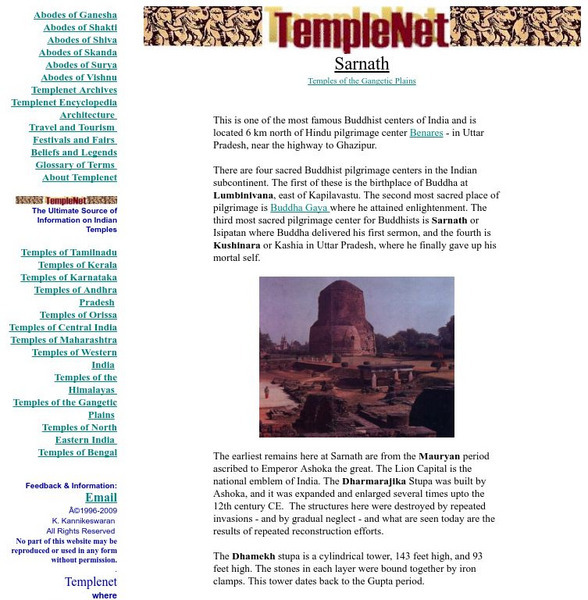 Templenet: Sarnath Article Templenet: Sarnath Article