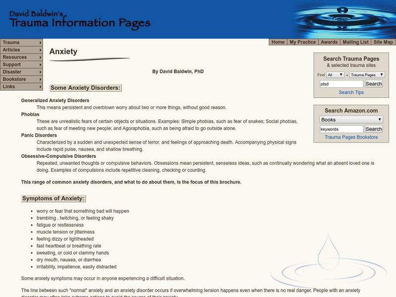 Trauma Information Pages: Anxiety Article Trauma Information Pages: Anxiety Article