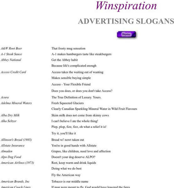 Slogans: List Website