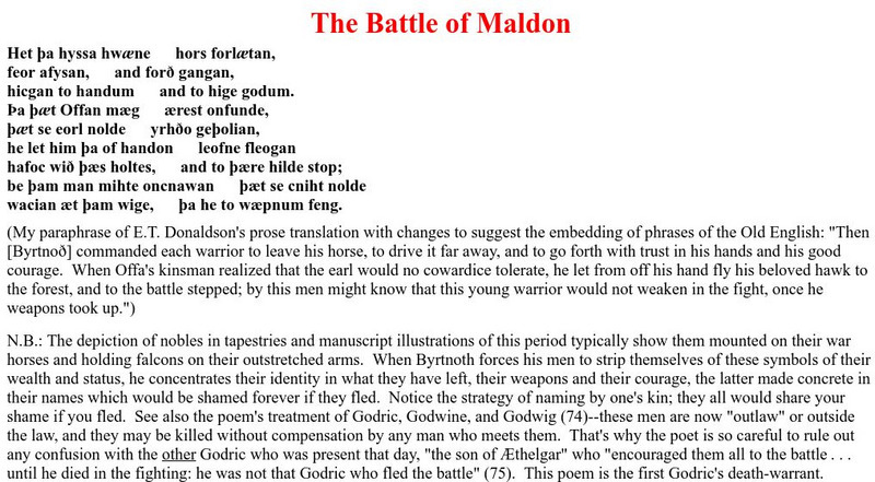 The Battle of Maldon Primary The Battle of Maldon Primary
