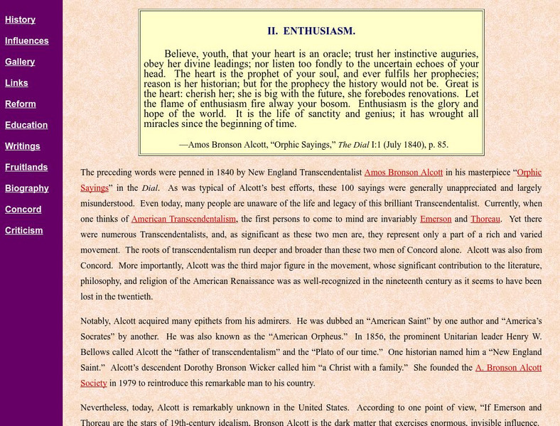 Life of Amos Bronson Alcott Website