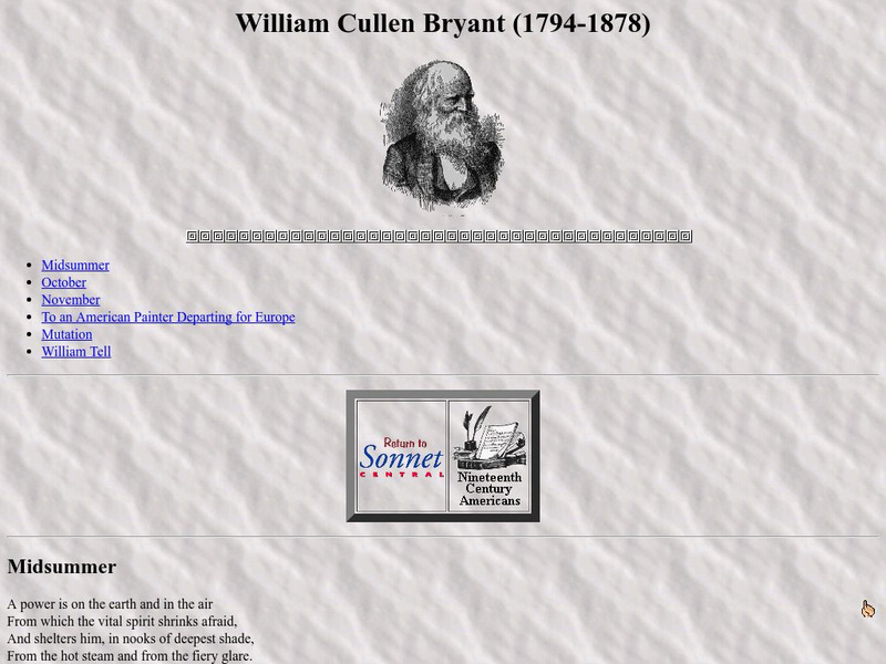 Sonnets: William Cullen Bryant (1794 1878) eBook Sonnets: William Cullen Bryant (1794 1878) eBook
