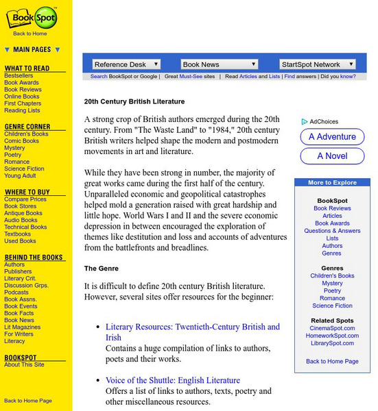 Twentieth Century British Literature Website Twentieth Century British Literature Website