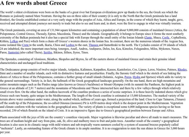 Hellenic Electronic Center: A Few Words About Greece Handout Hellenic Electronic Center: A Few Words About Greece Handout