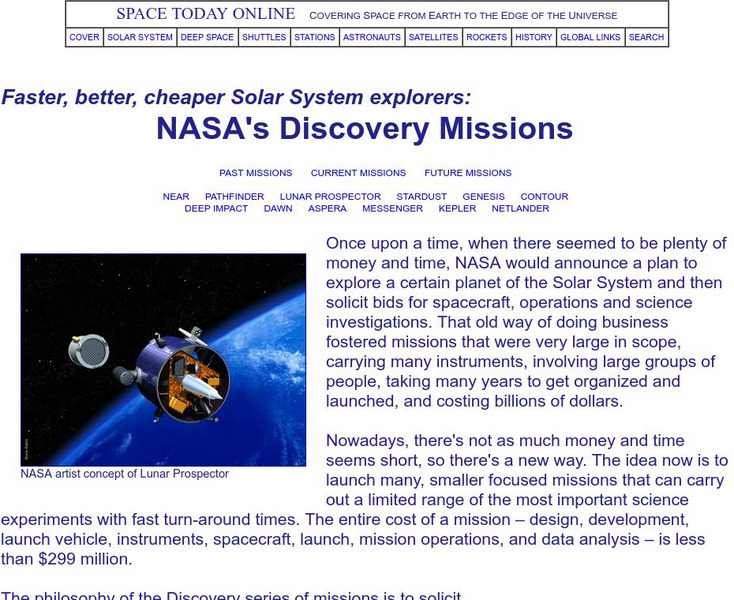 Space Today Online: Nasa's Discovery Missions Handout Space Today Online: Nasa's Discovery Missions Handout