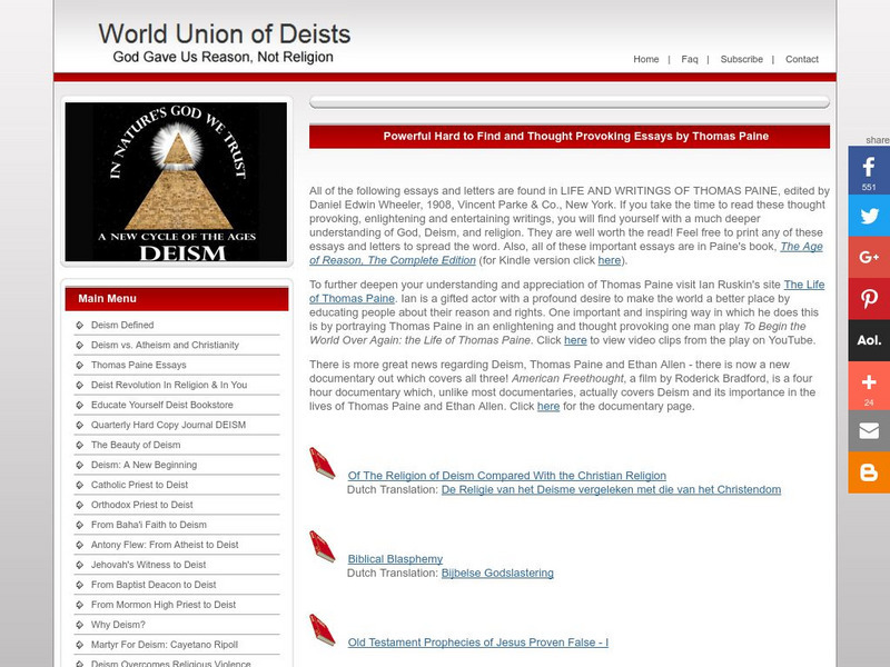 Thomas Paine Links Unit Plan